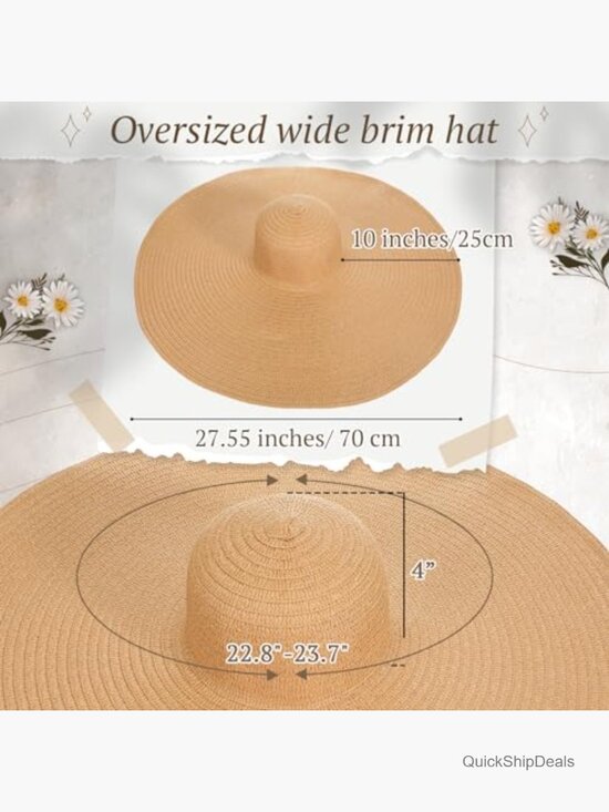 6 Pack Oversized Straw Sun Hats Foldable Floppy Wide Brim Beach Hat for Women main image 5
